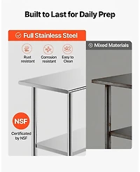 Hongge Mobile Stainless Steel Food Prep Table with Lockable Casters