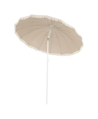 Gouun 7 feet Patio Umbrella with Fringe Boho Tassel Trim and Push-Button Tilt