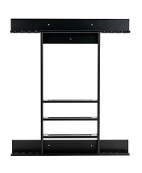 Gouun Wall-Mounted Solid Pine Billiards Cue Rack with Ball Storage