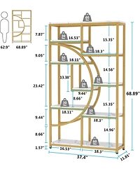 Tribesigns 5-Tier Industrial Bookshelf with 9 Open Shelves