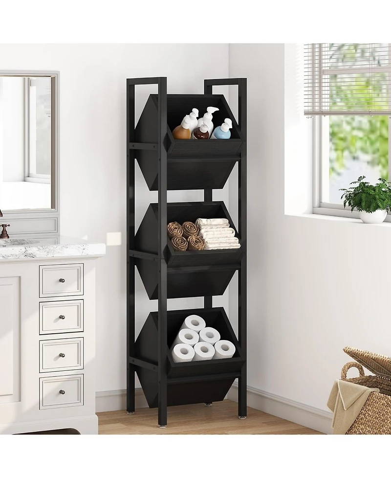 Tribesigns 3-Tier Basket Stand with Storage Baskets