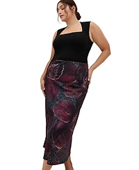 City Chic Women's Plus Sienna Orchid Print Midi Skirt