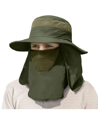 Piscifun Men's Outdoor Sun Hat Wide Brim Upf 50+ Face Neck Flap Fishing Hiking Gardening