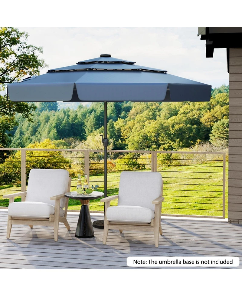 Gouun 10-Foot Solar Led Patio Umbrella with 3-Tier Vented Top