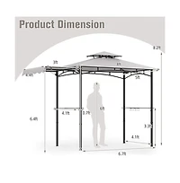 Boyel Living 11 x 5 Feet Grill Gazebo with Side Awning and Double-Tiered Top