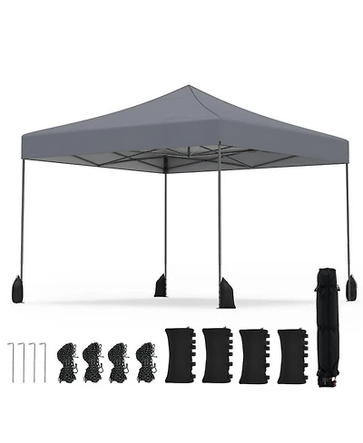Gouun 9.5 x 9.5 ft Pop-Up Canopy Tent with Adjustable Heights and Wheeled Bag