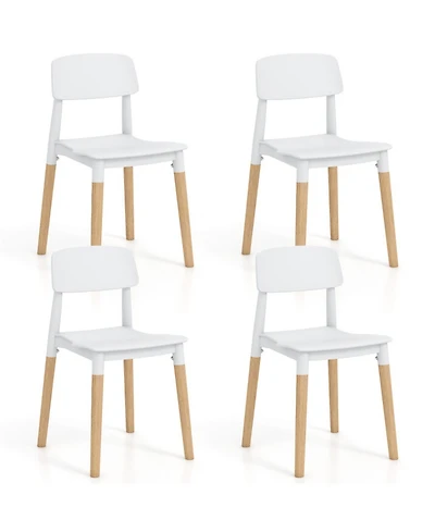 Gouun Set of 4 Modern Dining Side Chairs with Beech Wood Legs