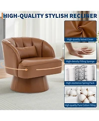 gaomon Modern 360degree(s) Swivel Barrel Accent Chair, Upholstered Armchair, Comfy Round Lounge Chair
