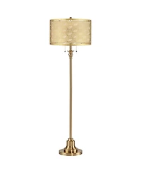 360 Lighting Dyna 58"H Antique Brass and Laser Cut Shade 2-Light Floor Lamp