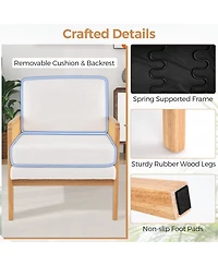 Gymax Set Of 2 Mid Century Modern Accent Chair Living Room Armchair With Rattan Arms