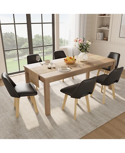 homfan Dining Chairs of 6, Pu Leather Upholstered Chairs with Wood Frame, Modern Armless Side Chairs for Dining, Kitchen