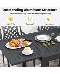 Gouun 7 Piece Aluminum Patio Dining Set with Expandable 63 in Slatted Table and 6 Stackable Chairs