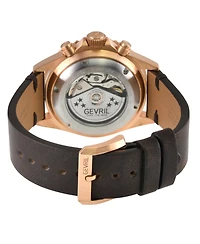 Gevril Men's Swiss Made Wallstreet Swiss Automatic Italian Leather Strap Watch