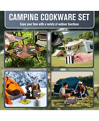 Piscifun 16 Piece Camping Cookware Mess Kit Lightweight Non Stick For Outdoor Hiking