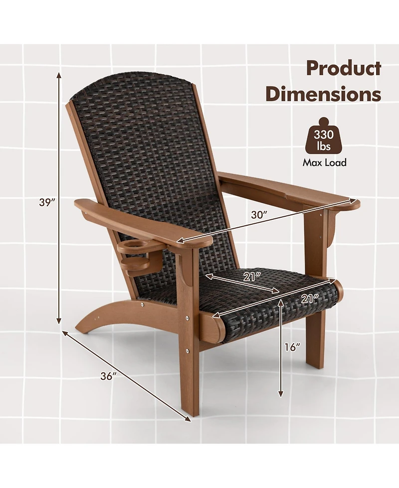 Gouun Wicker Adirondack Chair for Patio and Garden