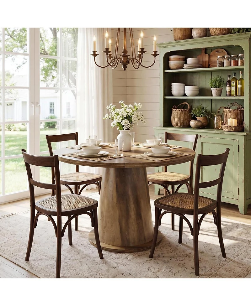 Tribesigns Small Round Dining Table for 2-4 People, 31.5" Wooden Kitchen Table with Thickened Tabletop, Mid-Century Modern Dinner Table