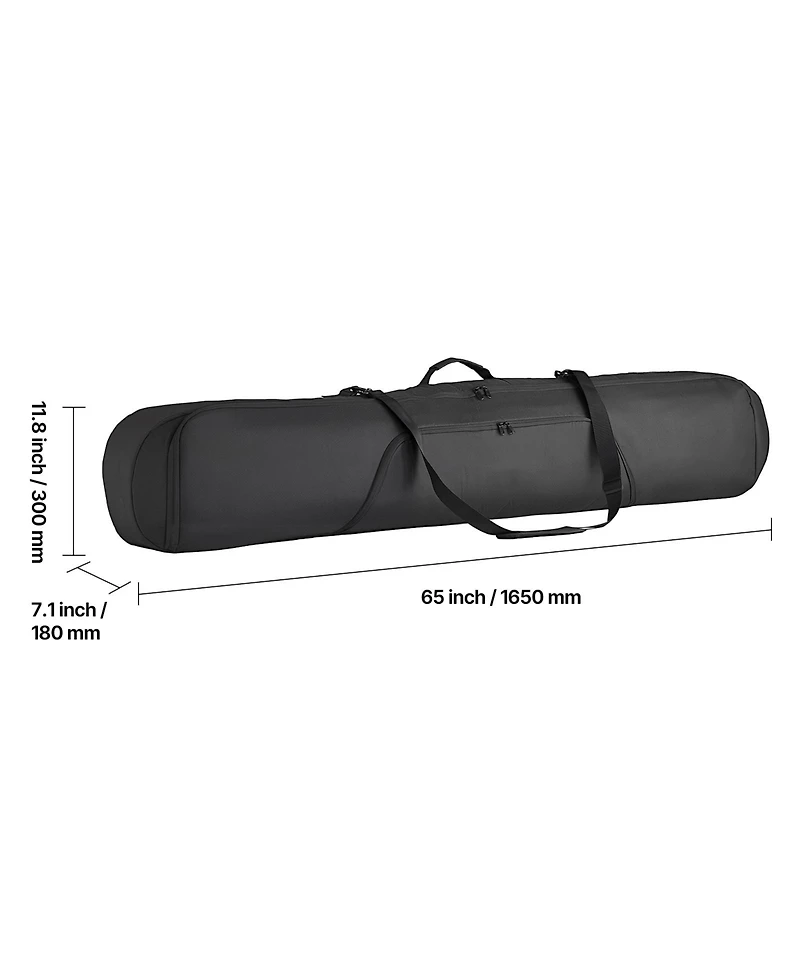 Hongge Padded Snowboard and Ski Travel Bag 65 in 600D Waterproof Oxford with Adjustable Inner Straps