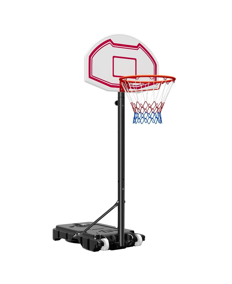 Hongge Kids Portable Basketball Hoop 28 in Backboard Adjusting 5.2 to 6.9 ft with Rolling Wheels for Patio and Poolside