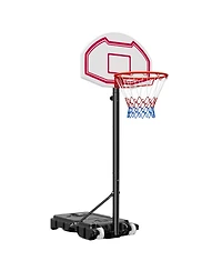 Hongge Kids Portable Basketball Hoop 28 in Backboard Adjusting 5.2 to 6.9 ft with Rolling Wheels for Patio and Poolside