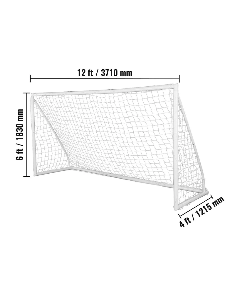 Hongge Large 12 x 6 ft Portable Soccer Goal with 30-Ply Knotted Netting for Backyard Youth Training