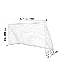 Hongge Large 12 x 6 ft Portable Soccer Goal with 30-Ply Knotted Netting for Backyard Youth Training