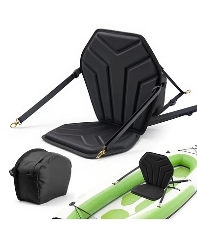 Hongge Hexagonal Padded Kayak Seat 1 in Thick with Back Support Adjustable Straps and Storage Bag