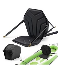 Hongge Hexagonal Padded Kayak Seat 1 in Thick with Back Support Adjustable Straps and Storage Bag