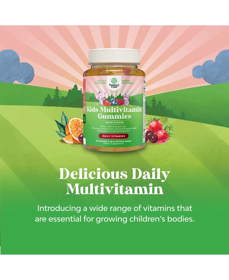 Nature's Craft Multivitamin Gummies for Kids, Berry, 60 Count