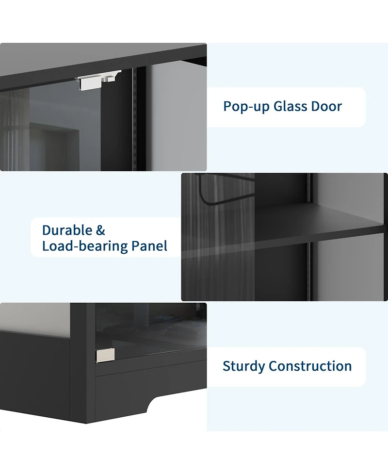 homfan Display Cabinet with Glass Door, 5-Tier 71" Curio with Rgb Led Lights and App Control for Collectibles Modern Storage for Living Room, Bedroom