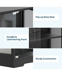 homfan Display Cabinet with Glass Door, 5-Tier 71" Curio with Rgb Led Lights and App Control for Collectibles Modern Storage for Living Room, Bedroom