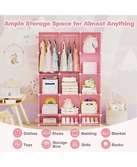Hongge Modular Kids Wardrobe Closet Organizer with 13 Storage Cubes