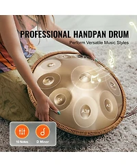 Hongge 22 inches Steel Handpan Drum with 10 Notes in D Minor Tuning
