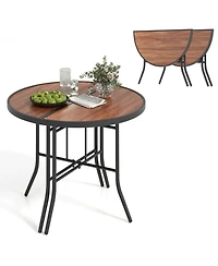 Gouun Outdoor Half-Round Folding Event Table with Metal Frame, 35.5 in Wide for Patio and Garden