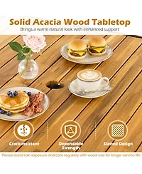 Sugift 37 inch Square Outdoor Dining Table for 4 with Acacia Wood Top and 2in Umbrella Hole