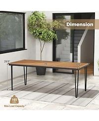 Gouun 79 in Acacia Wood Outdoor Dining Table for 8 with Umbrella Hole