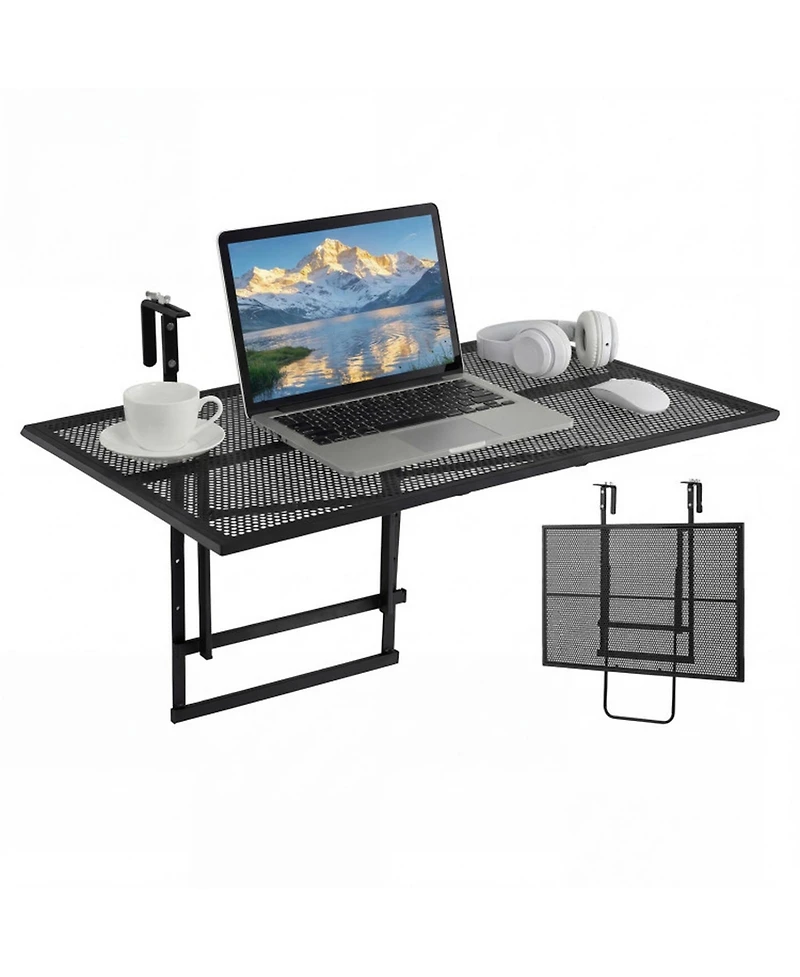 Gouun Folding Balcony Bar Table with 5-Position Adjustable Height