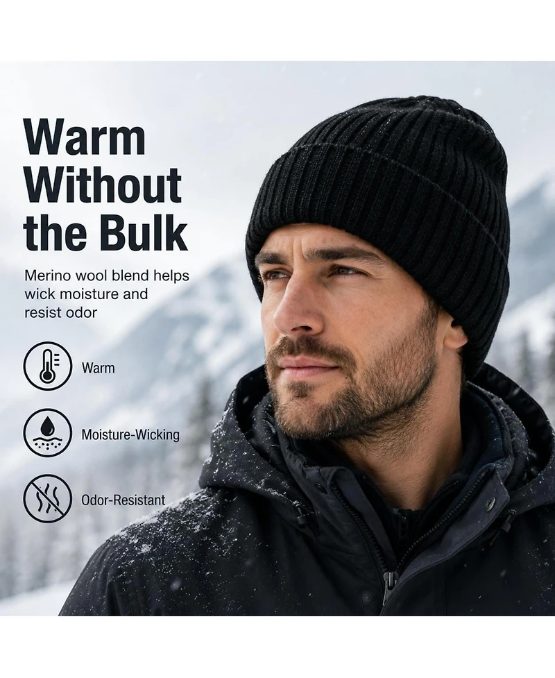 Piscifun Oversize Merino Wool Fleece Lined Winter Beanie Hat For Big Heads