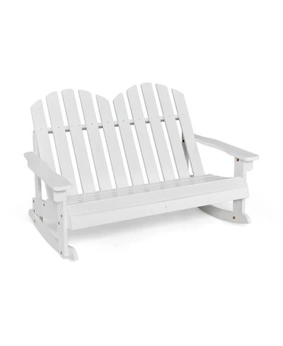 Gouun 2 Person Outdoor Adirondack Rocking Chair with Slatted Seat and 30 Degree Tilt Motion
