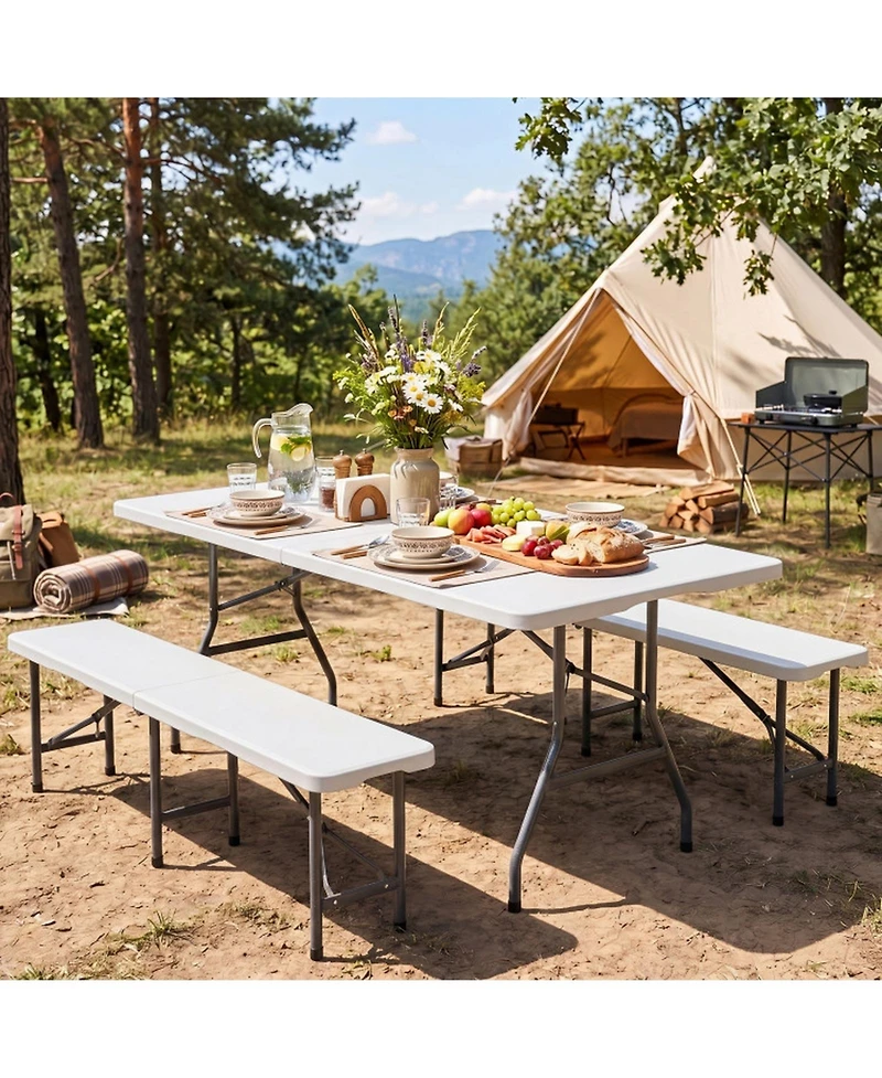 Sugift 6 Feet Plastic Fold-in-Half Camping Table