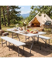 Sugift 6 Feet Plastic Fold-in-Half Camping Table