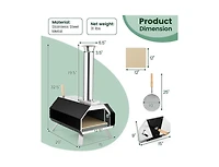 Lucky One Outdoor Pizza Oven with Pizza Stone, Wood Fired Portable Oven with Foldable Legs
