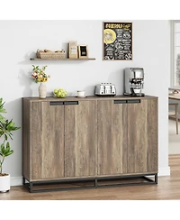 homfan Buffet Cabinet with Storage 55" Accent Sideboard with Adjustable Shelves and 4 Doors for Kitchen, Living Room, Dining Room