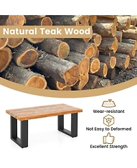Sugift Teak Wood Patio Table with River-Like Epoxy Tabletop