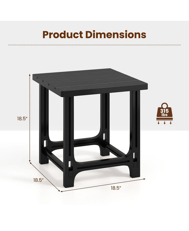 Sugift 18 in Outdoor Adirondack Side Table with Slatted Surface Hdpe