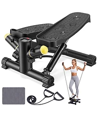 Sugift Mini Stair Stepper for Exercise with Resistance Bands Lcd Monitor 300 Lbs Hydraulic Fitness Stepper