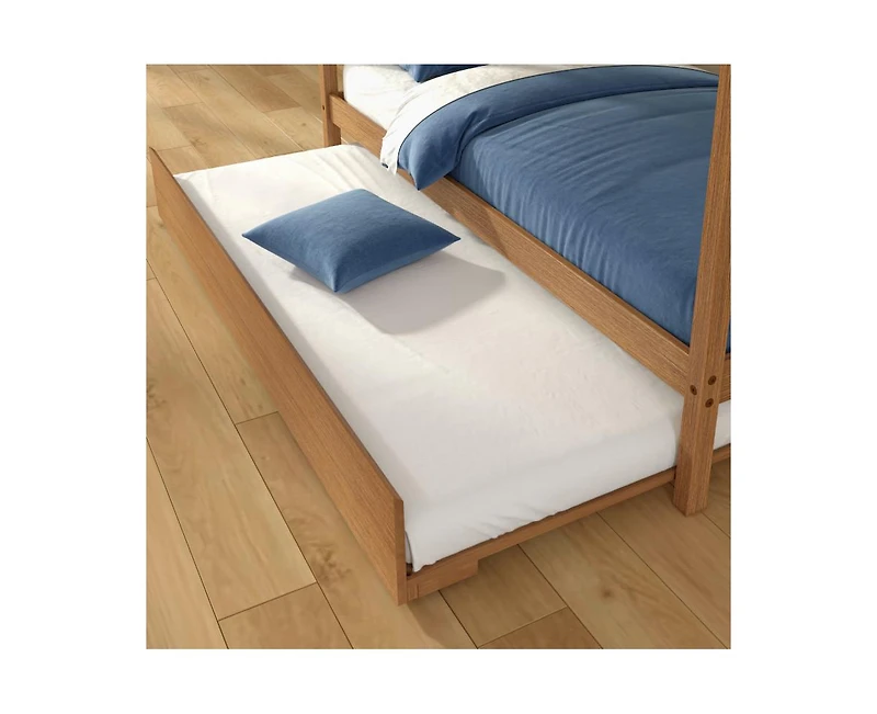 Grain & Grove Bear Plywood Twin/Twin With Trundle, Oak Embossed Pecan