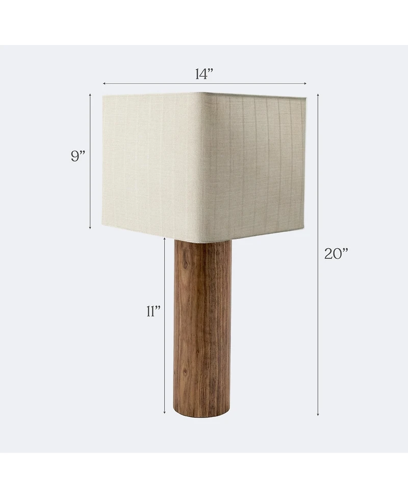 Brightech Koa Walnut Wood Led Table Lamps, Cotton Shades, Set of 2