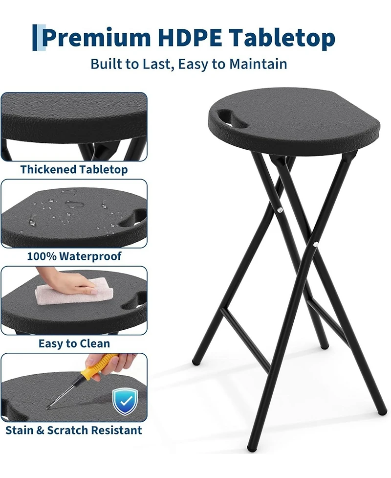 homfan -Pack 28" Tall Folding Stool with Handle, Safety Lock