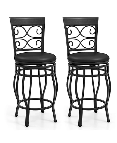 Costway Vintage Swivel Bar Stools 26 Inch Bistro Upholstered Dining Chairs