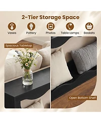 Sugift 63 in 2-Tier Narrow Entryway Console Table with Wavy Edge Storage Shelf
